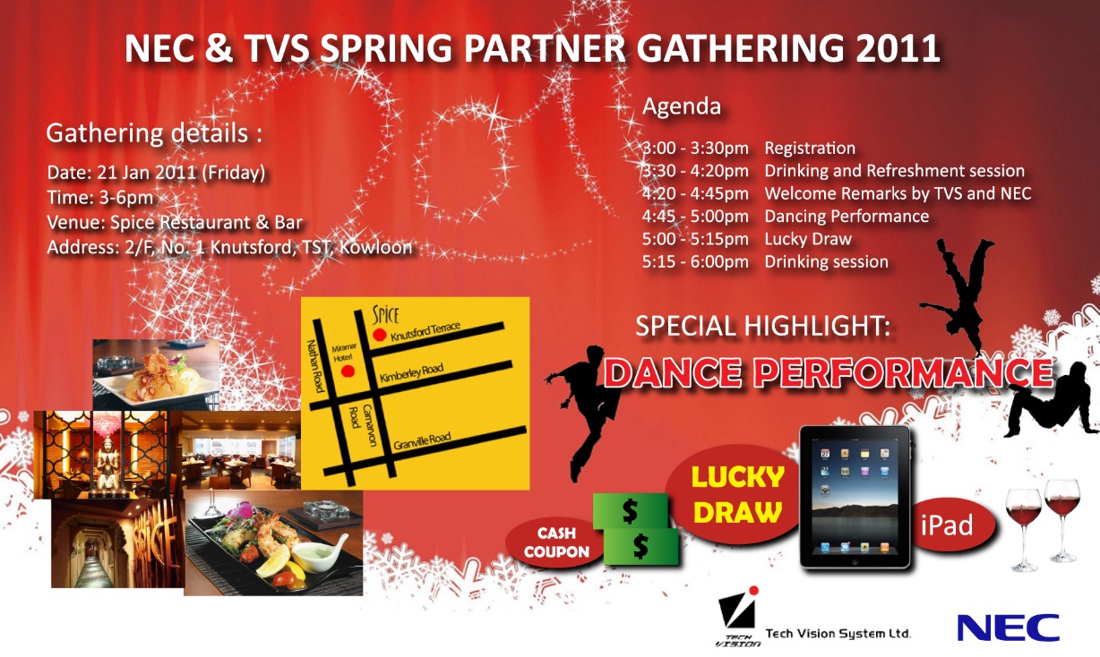 NEC and TVS Spring Partner Gathering 2011 invitation flyer